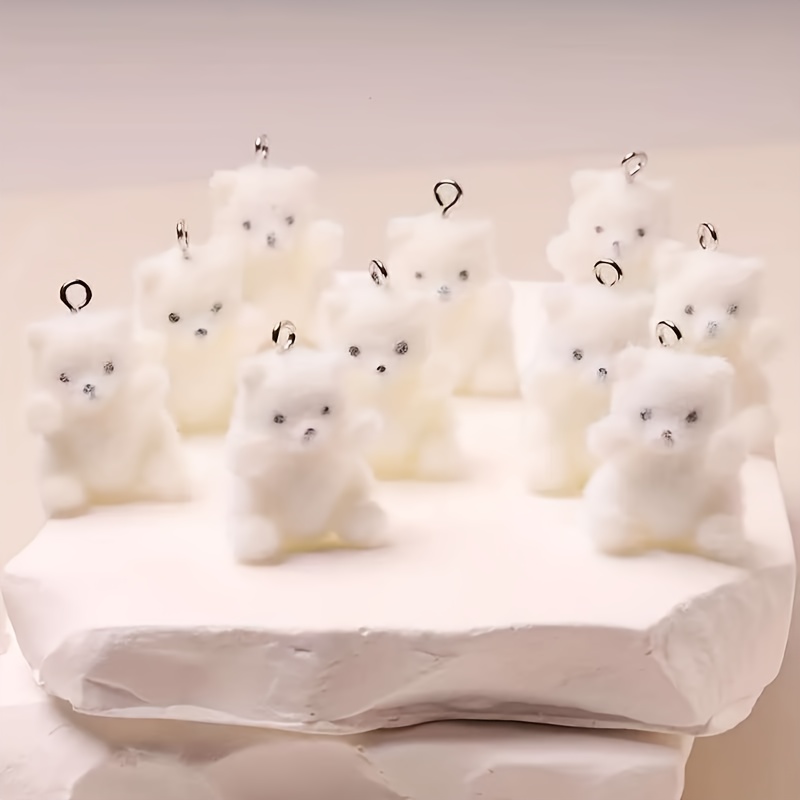 Resin Art And Decor - 6Pcs Polar Bear Resin Charms Christmas