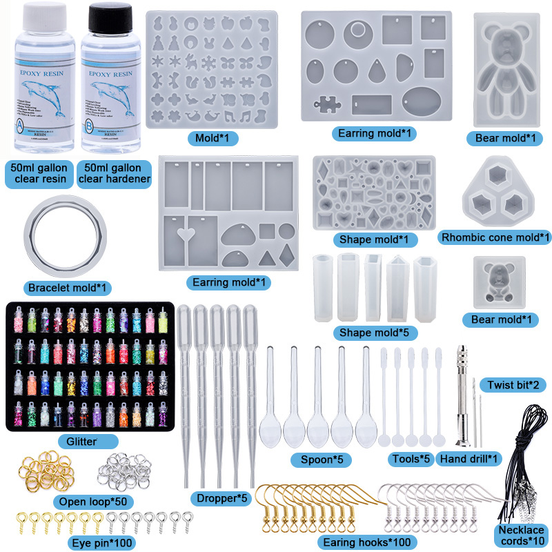 Resin Art A Keychain - Epoxy Resin Silicone Molds Starter Kit