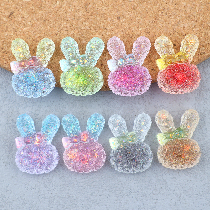 Resin Art And Decor - 5PCS 18*25mm Luminous Gradient Rabbit Resin