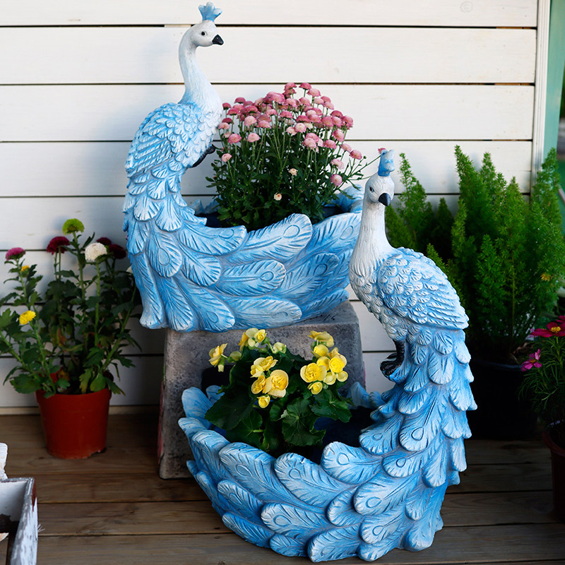 Garden Large Peacock Planter C - Resin Art In Floor 评论和价格