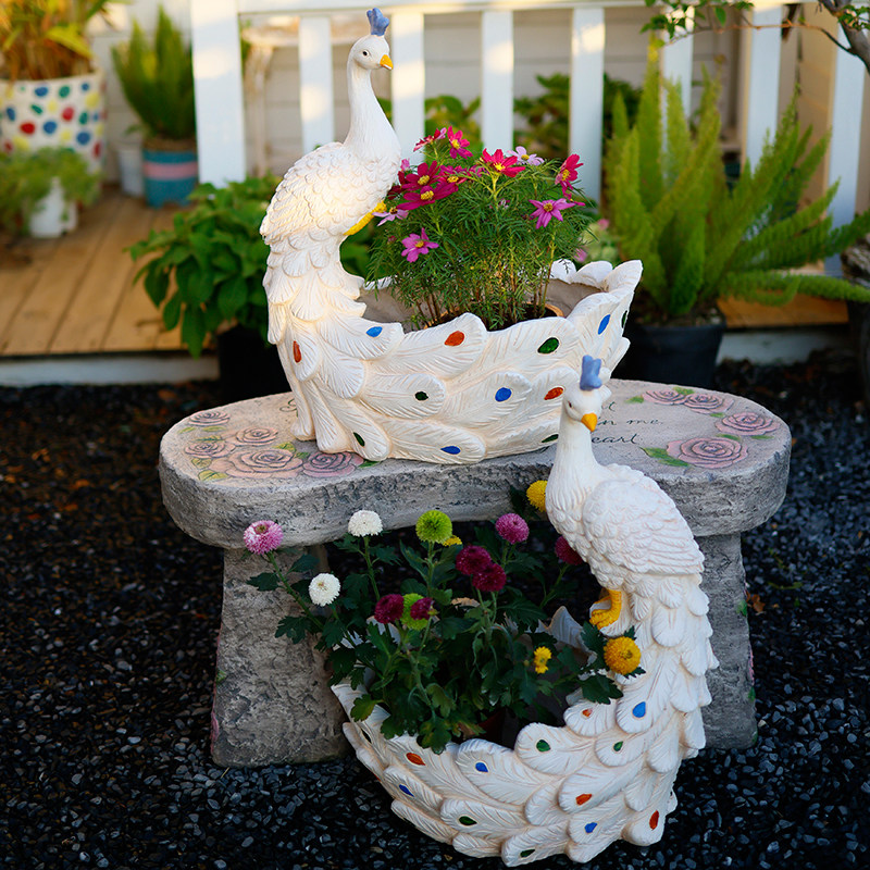 Garden Large Peacock Planter C - Resin Art In Floor 评论和价格