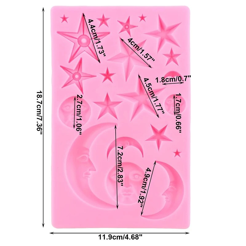 Sun Face Moon Stars Polymer Cl - Resin Art Mould 评论和价格