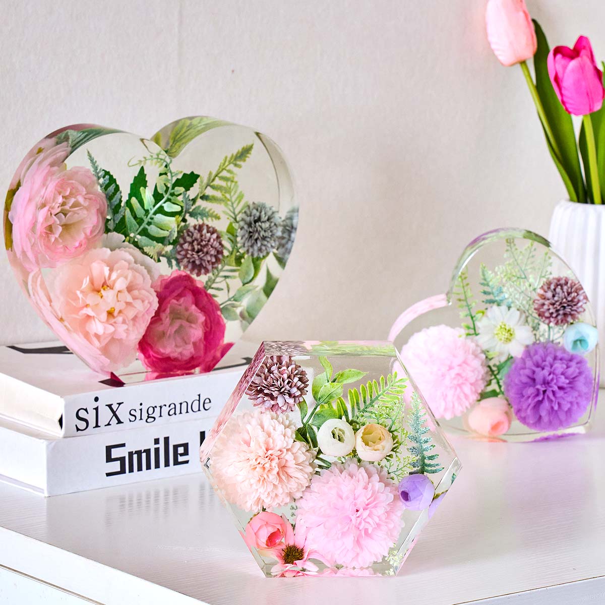 Heart Hexagon Ornament Bookend - Resin Art Mould 评论和价格