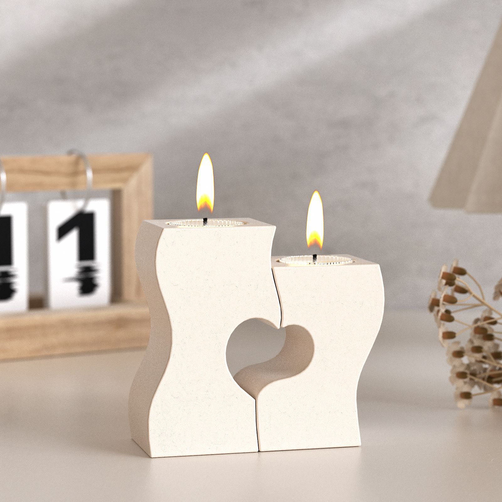 S Heart Candlestick Silicone M - Resin Art Mould 评论和价格