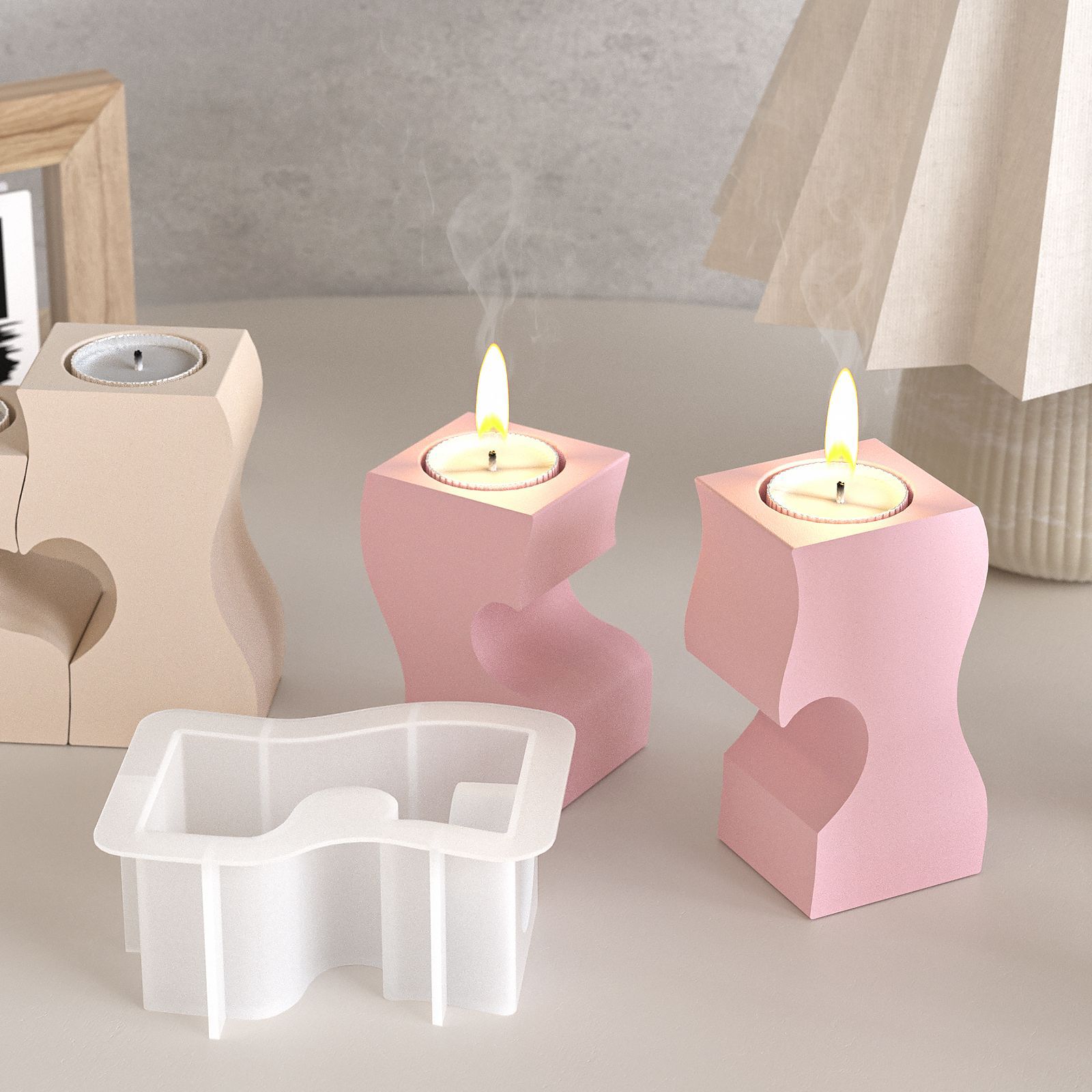 S Heart Candlestick Silicone M - Resin Art Mould 评论和价格