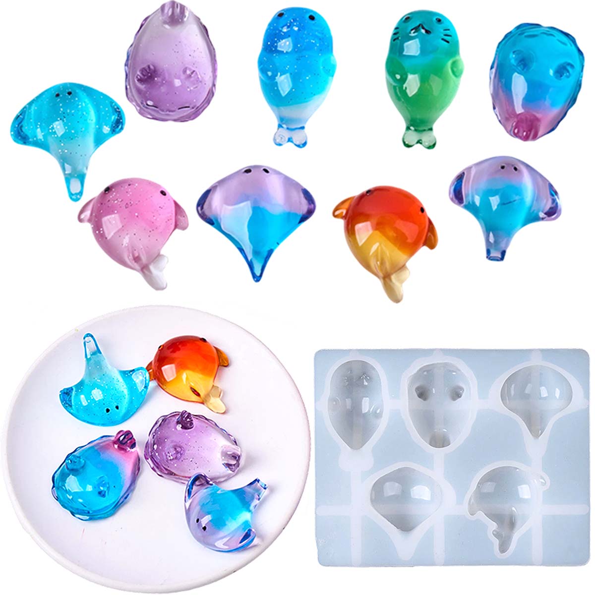 3D Healing Kawaii Manta Ray Wh - Resin Art A Keychain 评论和价格