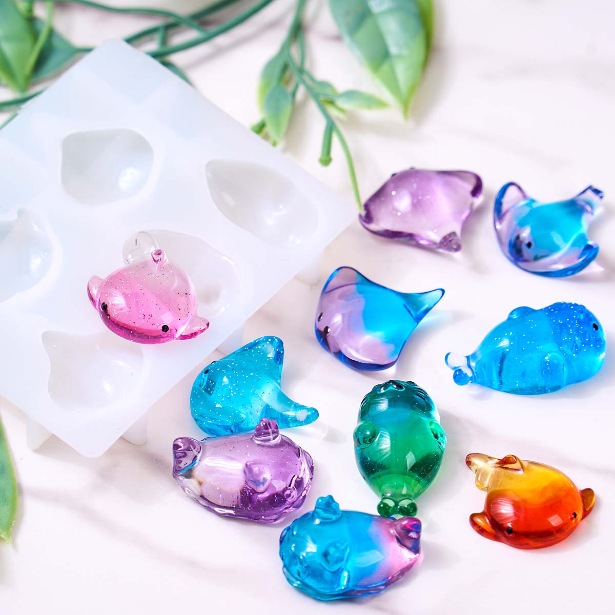 3D Healing Kawaii Manta Ray Wh - Resin Art A Keychain 评论和价格