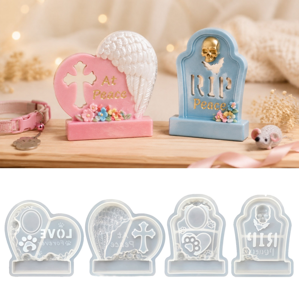 S0304 Heart-Shaped Tombstone M - Resin Art Mould 评论和价格