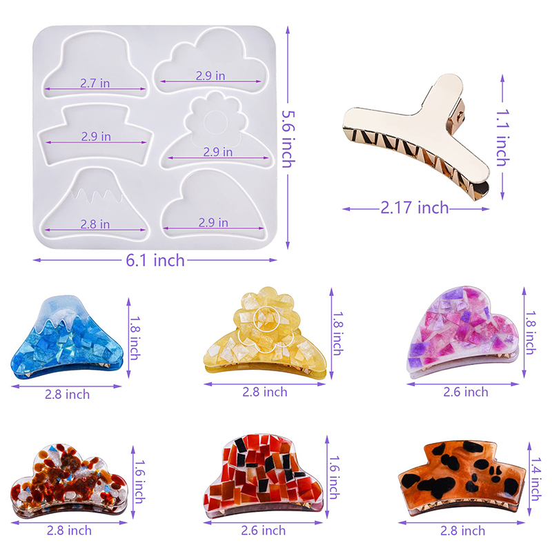 Hair Claw Clips Silicone Resin - Resin Art Mould 评论和价格