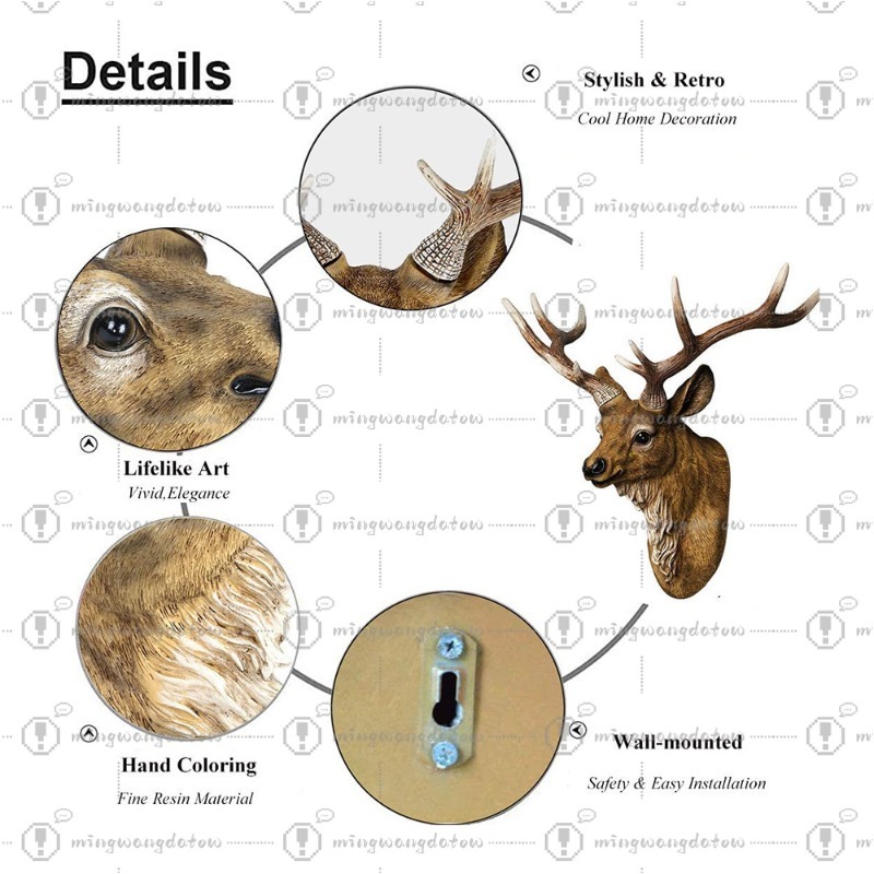 Faux Deer Head 17 inch Faux An - Resin Art And Decor 评论和价格
