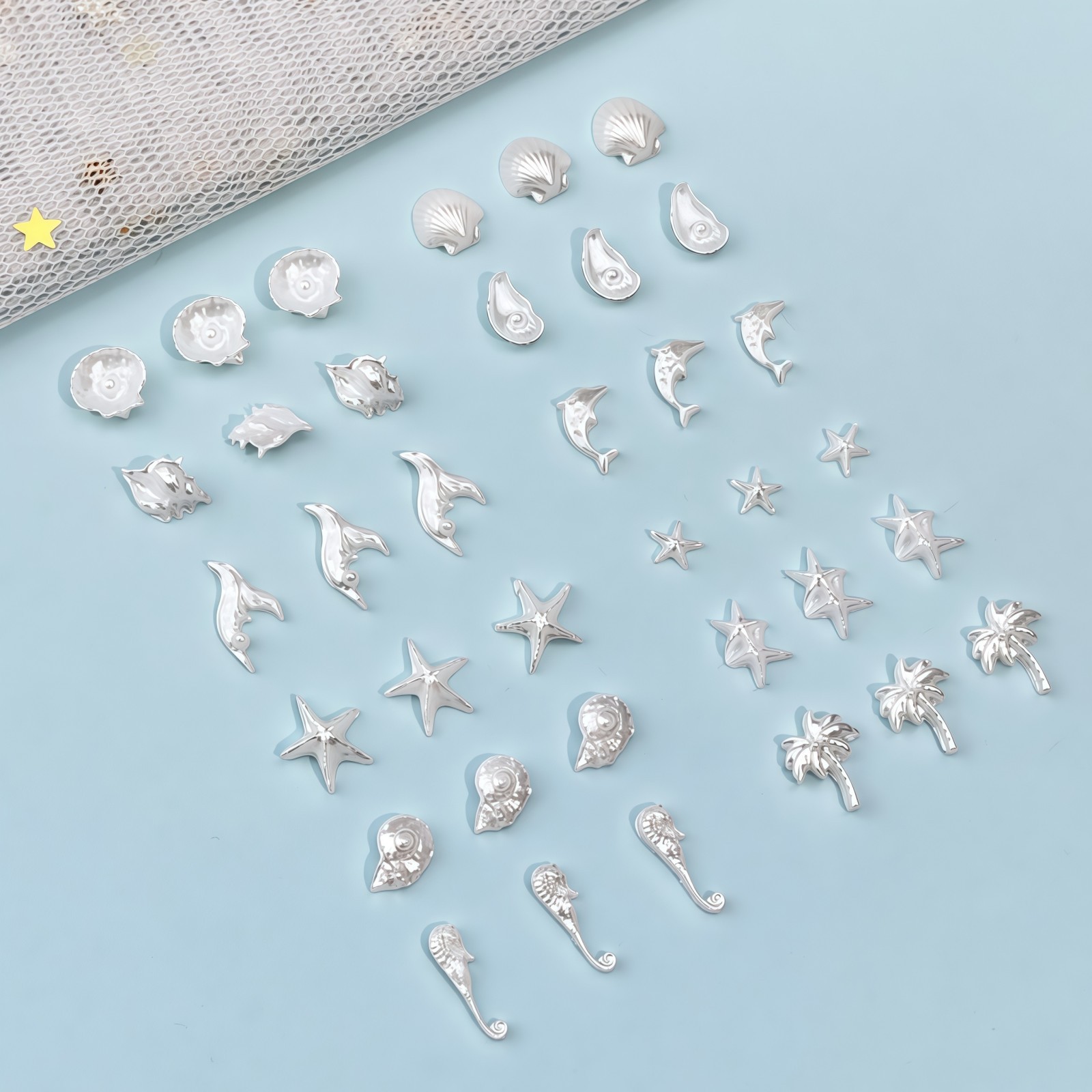 50PCS Dreamy Blue Sea Series R - Resin Art A Keychain 评论和价格